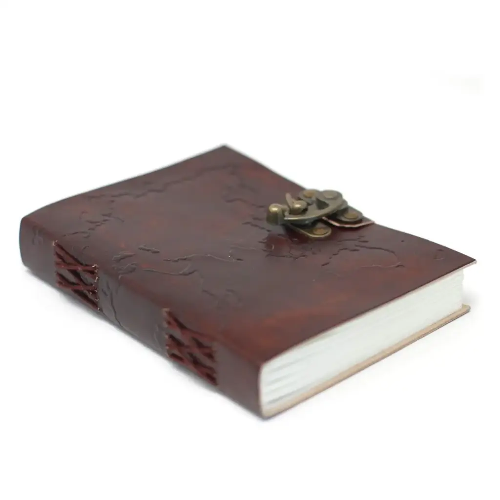 Leather World Map & Stitching Notebook (7×5″) | www.artisangoods.co.uk 5