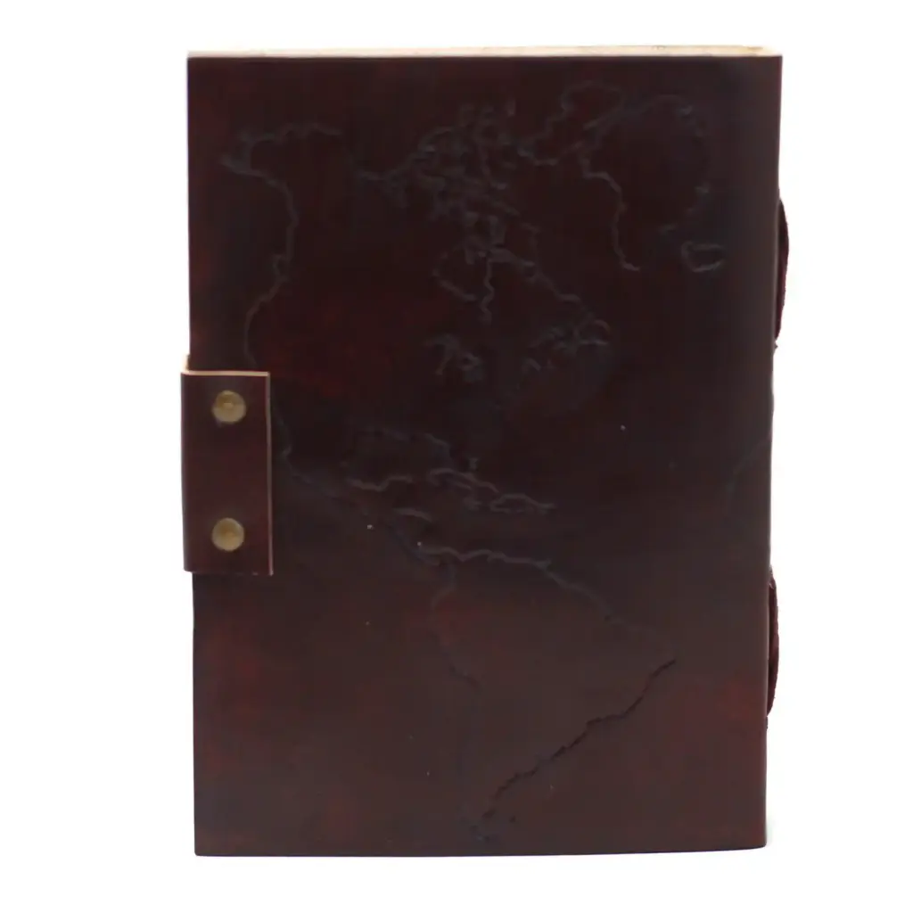 Leather World Map & Stitching Notebook (7×5″) | www.artisangoods.co.uk 4