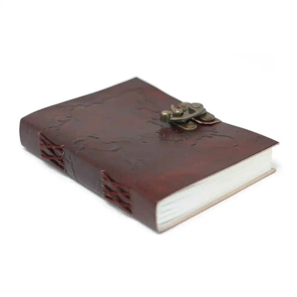 Leather World Map & Stitching Notebook (7×5″) | www.artisangoods.co.uk 3