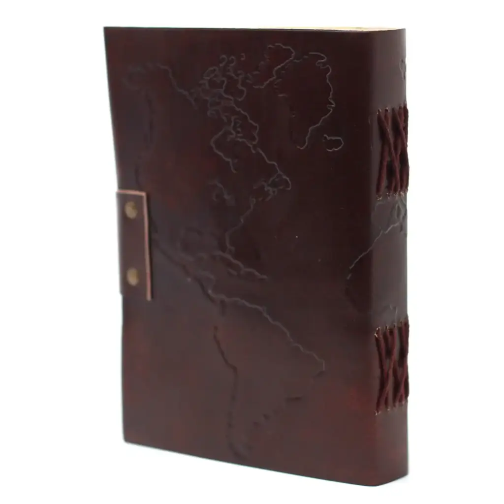 Leather World Map & Stitching Notebook (7×5″) | www.artisangoods.co.uk 2