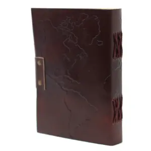 Leather World Map & Stitching Notebook (7×5″) | www.artisangoods.co.uk 2