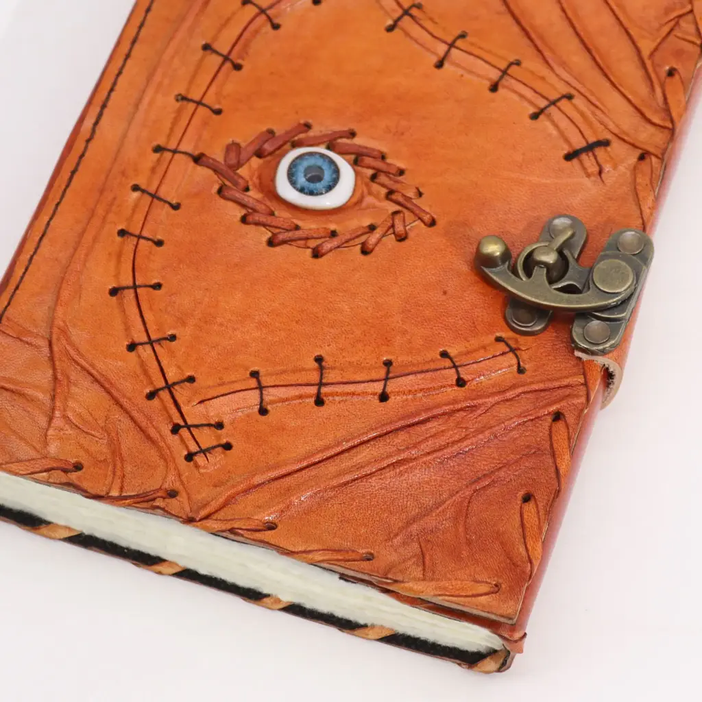 Light Brown Tan Book – Evil Eye Decor – 160 Deckle Edges Pages – 20x15cm | www.artisangoods.co.uk 2