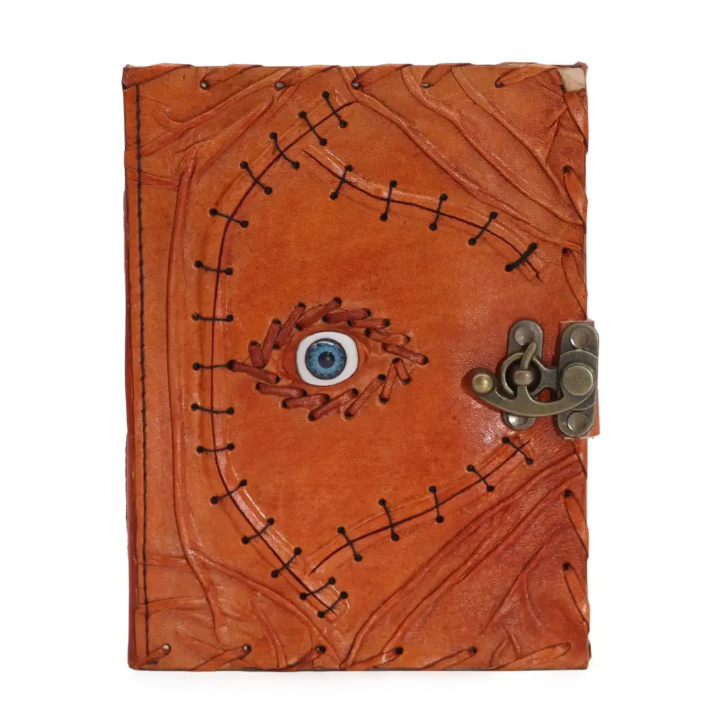 Light Brown Tan Book – Evil Eye Decor – 160 Deckle Edges Pages – 20x15cm | www.artisangoods.co.uk