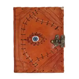 Light Brown Tan Book – Evil Eye Decor – 160 Deckle Edges Pages – 20x15cm | www.artisangoods.co.uk 1