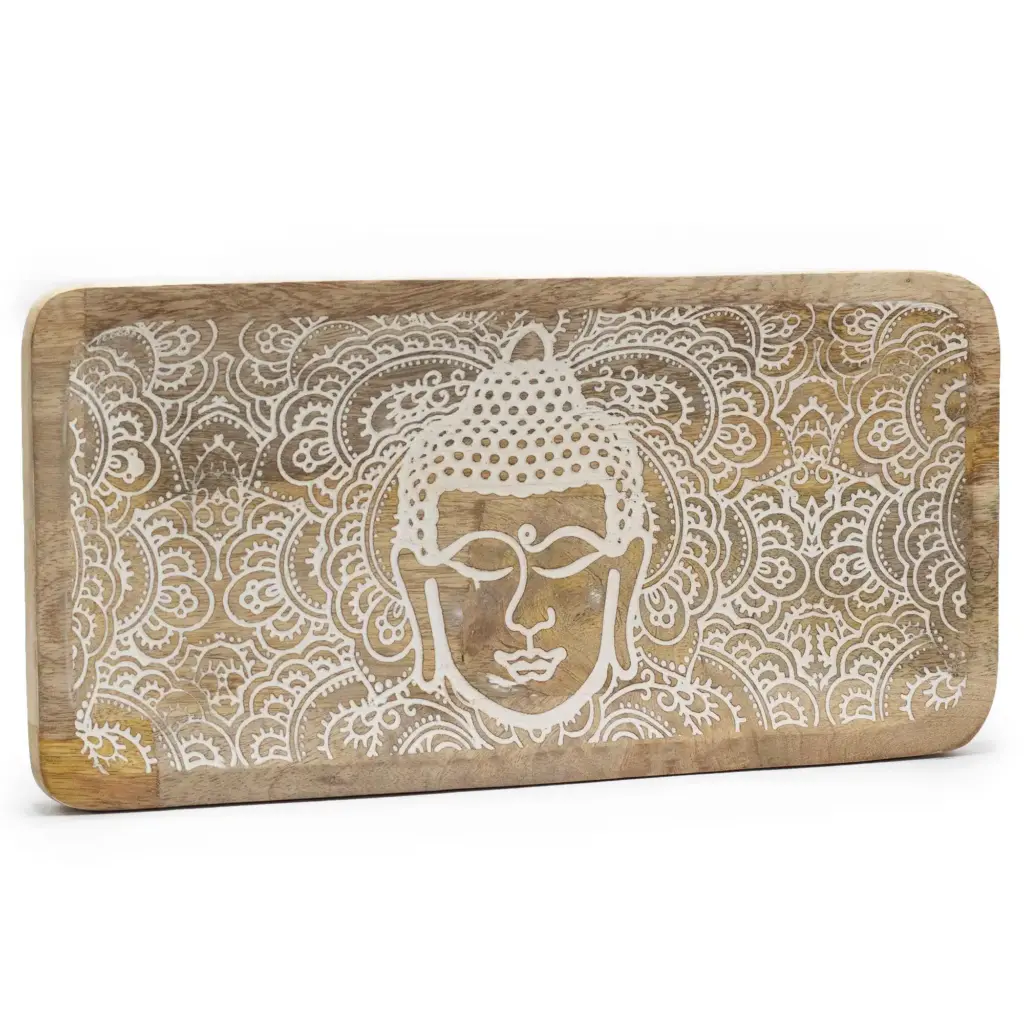Long Tray 30x15x2.5cm – Buddha Face Whitewash | www.artisangoods.co.uk Long Tray 30x15x2.5cm – Buddha Face Whitewash | www.artisangoods.co.uk