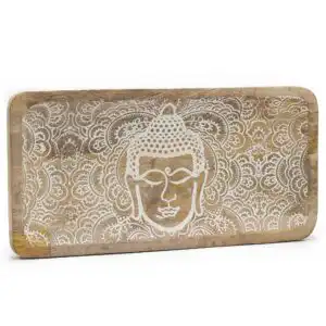 Long Tray 30x15x2.5cm – Buddha Face Whitewash | www.artisangoods.co.uk
