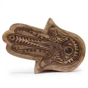 Long Tray 30×20.5×2.5cm – Hamsa Black Engraved | www.artisangoods.co.uk
