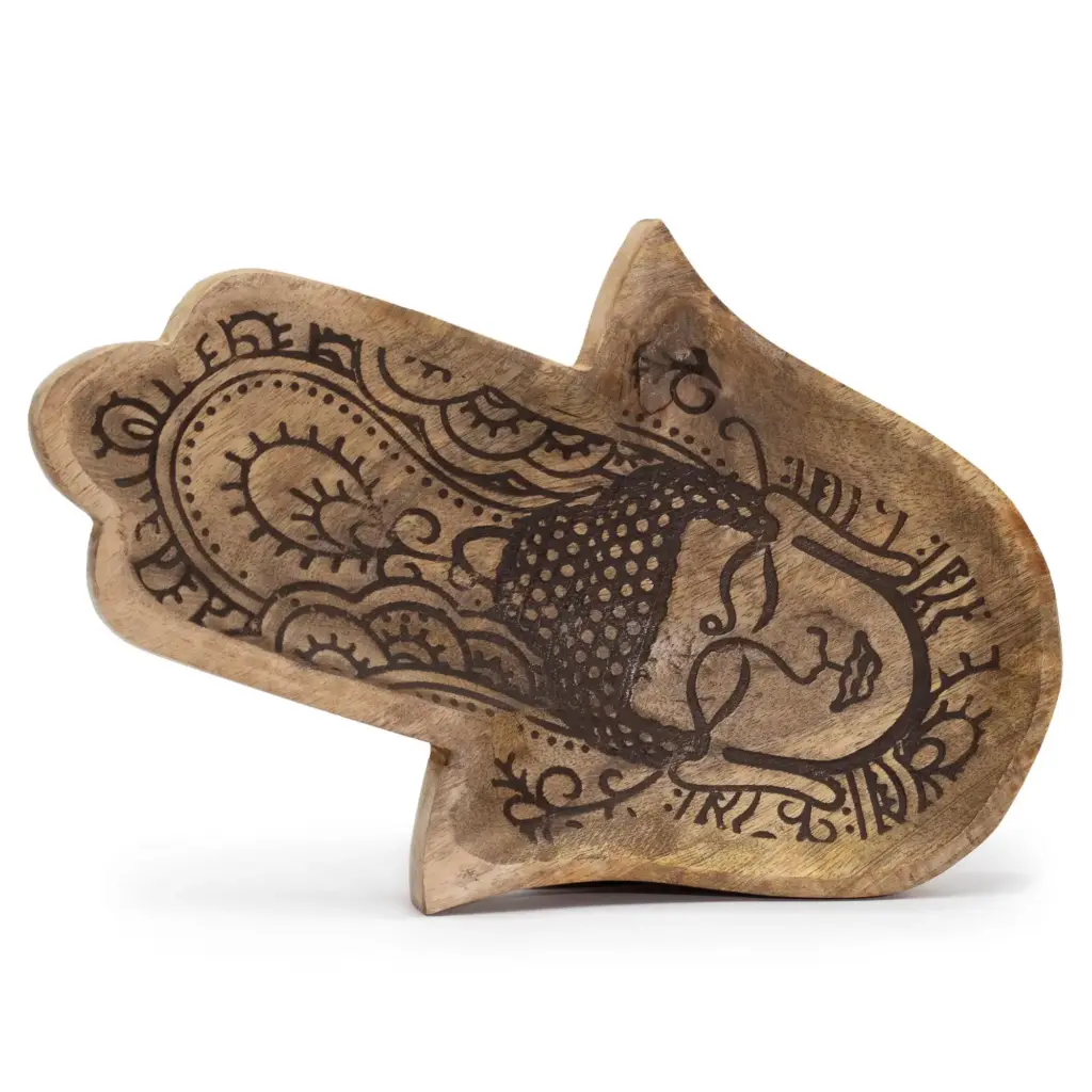 Long Tray 30×20.5×2.5cm – Hamsa Shape with Buddha Black Engraved | www.artisangoods.co.uk Long Tray 30×20.5×2.5cm – Hamsa Shape with Buddha Black Engraved | www.artisangoods.co.uk