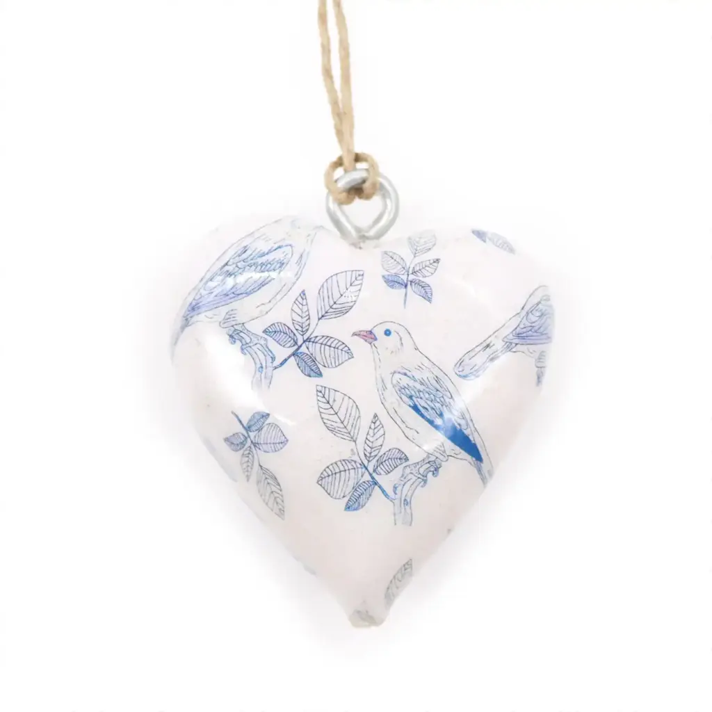 Lrg Decor Wood Heart – Blue Bird | www.artisangoods.co.uk Lrg Decor Wood Heart – Blue Bird | www.artisangoods.co.uk