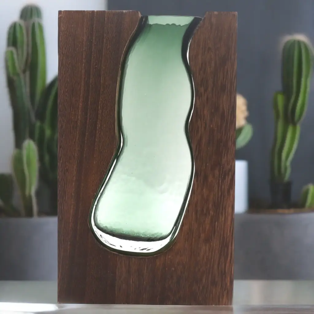 Lrg Glass Vase/Terrarium inside Dark Tung Wood | www.artisangoods.co.uk