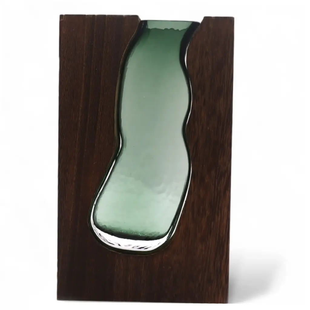 Lrg Glass Vase/Terrarium inside Dark Tung Wood | www.artisangoods.co.uk 2