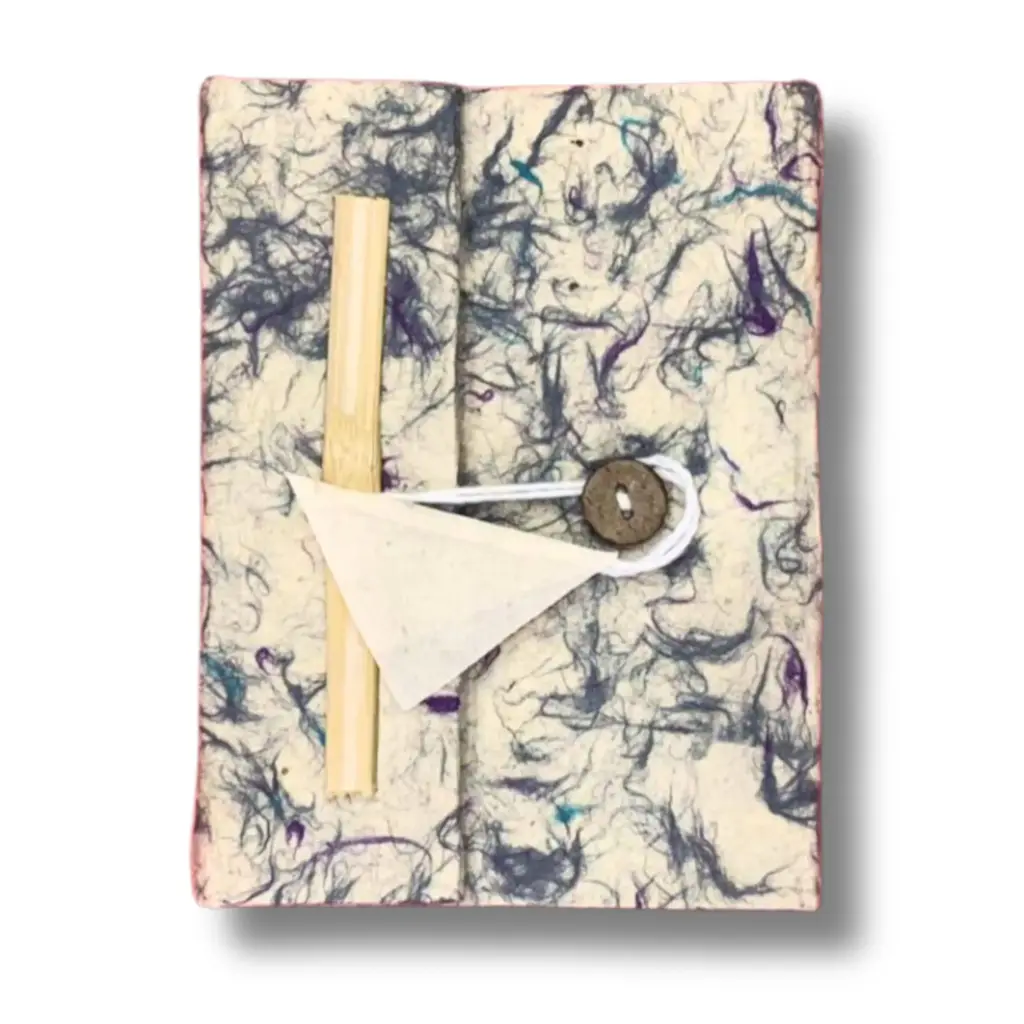 Lrg Lokta Mixed Blue Cotton Notebook (21x15cm) – 45 leafs – inc bookmark | www.artisangoods.co.uk