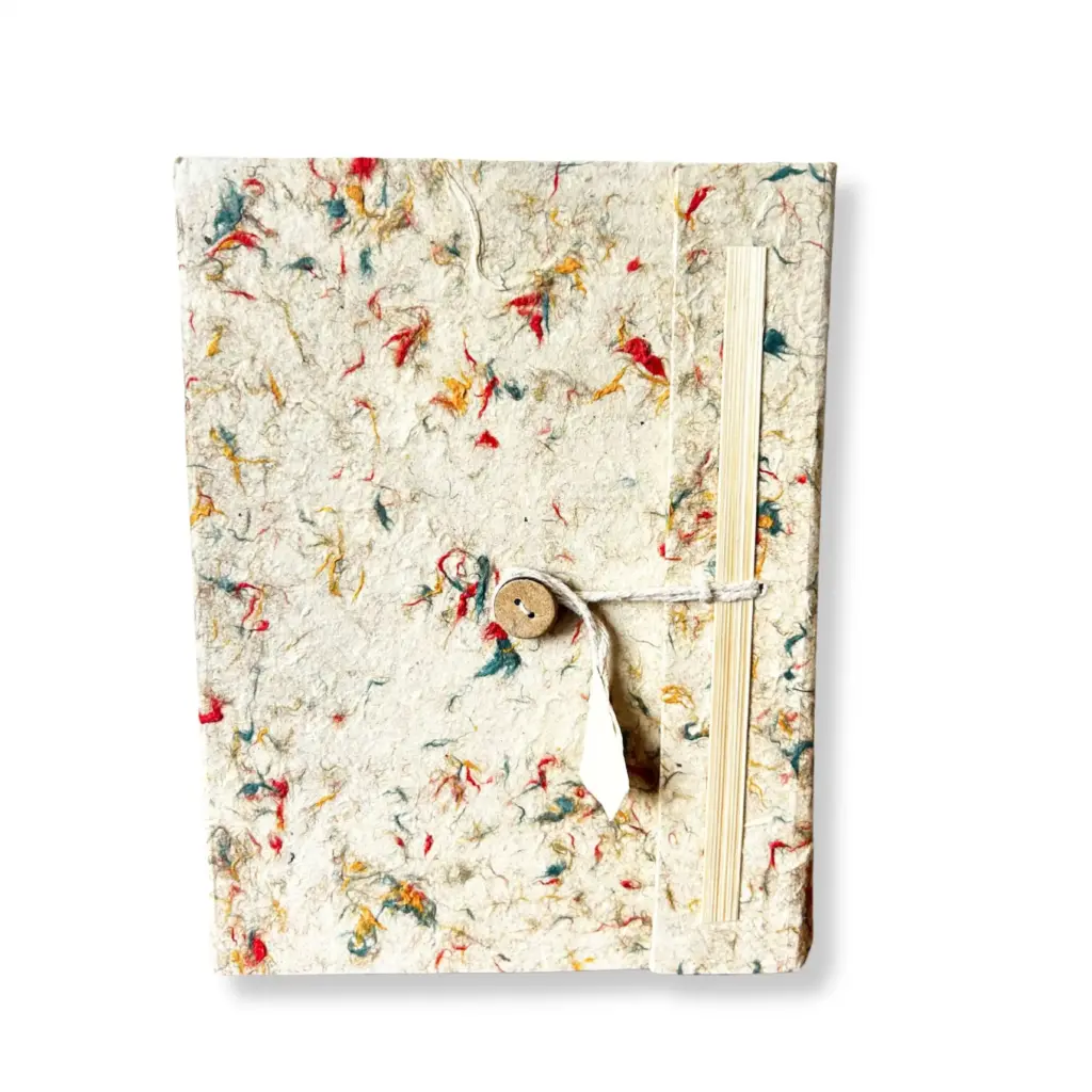 Lrg Lokta Mixed Colour Cotton Notebook (21x15cm) – 45 leafs – inc bookmark | www.artisangoods.co.uk