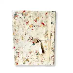 Lrg Lokta Mixed Colour Cotton Notebook (21x15cm) – 45 leafs – inc bookmark | www.artisangoods.co.uk