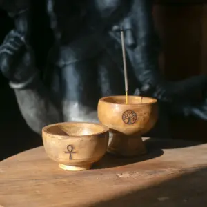 Lrg Ritual Bowl Incense Cone Holder 11×6.cm – Om | www.artisangoods.co.uk 2