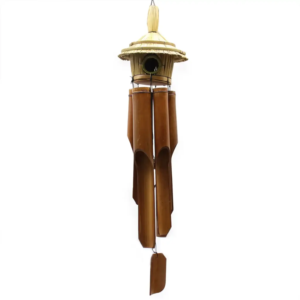 Lrg Round Seagrass Bird Box with Chimes 56x20cm | www.artisangoods.co.uk 3