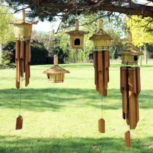 Lrg Round Seagrass Bird Box with Chimes 56x20cm | www.artisangoods.co.uk 6