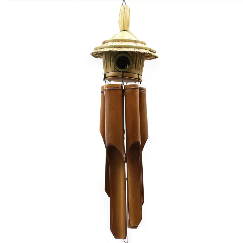 Lrg Round Seagrass Bird Box with Chimes 56x20cm | www.artisangoods.co.uk 2