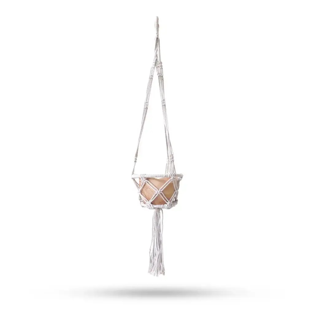 Macrame Hooped Pot Holder Small – Natural – 16cm Hoop | www.artisangoods.co.uk