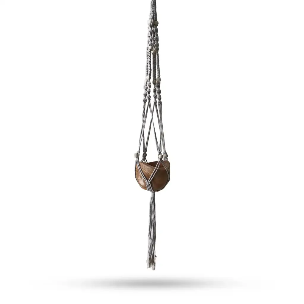 Macrame Pot Holder Beaded – Beige – 1 Meter | www.artisangoods.co.uk