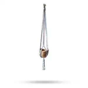 Macrame Pot Holder Classic – Pastal Tones Bathroom Med Pot | www.artisangoods.co.uk