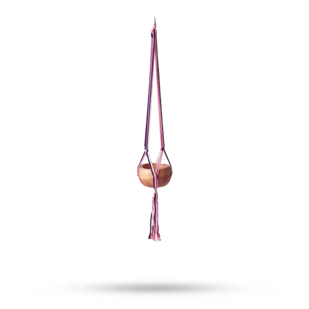 Macrame Pot Holder Classic -Pastal Tones Livingroom Med Pot | www.artisangoods.co.uk