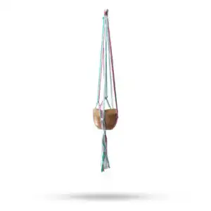 Macrame Pot Holder Classic – Pastal Tones Terrace Med Pot | www.artisangoods.co.uk