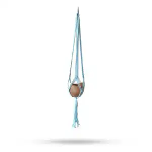Macrame Pot Holder Classic – Powder Blue Med Pot | www.artisangoods.co.uk