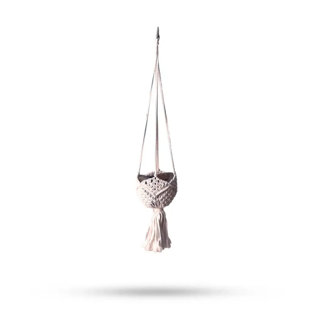 Macrame Pot Holder Decorative – Beige | www.artisangoods.co.uk
