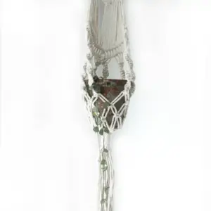 Macrame Pot Holder – Long With Ratten Hoop | www.artisangoods.co.uk 8