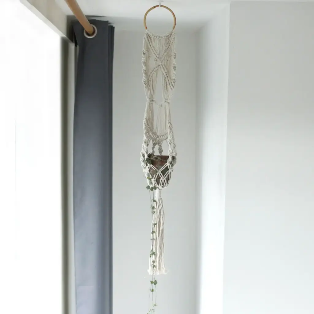 Macrame Pot Holder – Long With Ratten Hoop | www.artisangoods.co.uk 2 Macrame Pot Holder – Long With Ratten Hoop | www.artisangoods.co.uk 2