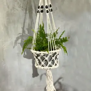 Macrame Pot Holder – Lrg Single Beaded | www.artisangoods.co.uk 9