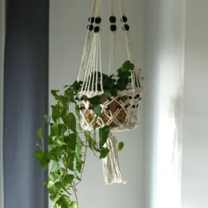 Macrame Pot Holder – Lrg Single Beaded | www.artisangoods.co.uk 7