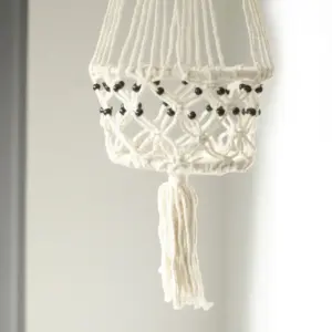 Macrame Pot Holder – Lrg Single Beaded | www.artisangoods.co.uk 6