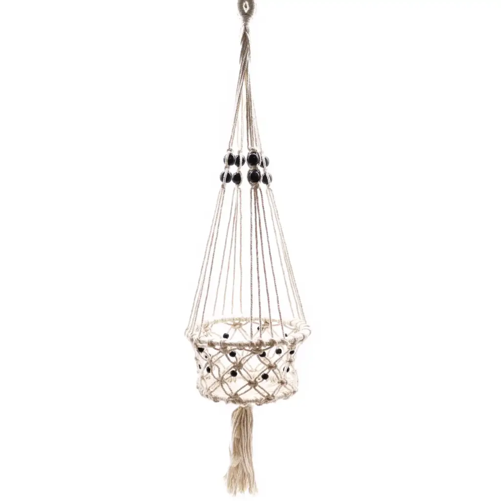 Macrame Pot Holder – Lrg Single Beaded | www.artisangoods.co.uk 3 Macrame Pot Holder – Lrg Single Beaded | www.artisangoods.co.uk 3