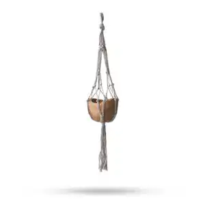 Macrame Small Drop Pot Holder – Beige – 75cm | www.artisangoods.co.uk 1