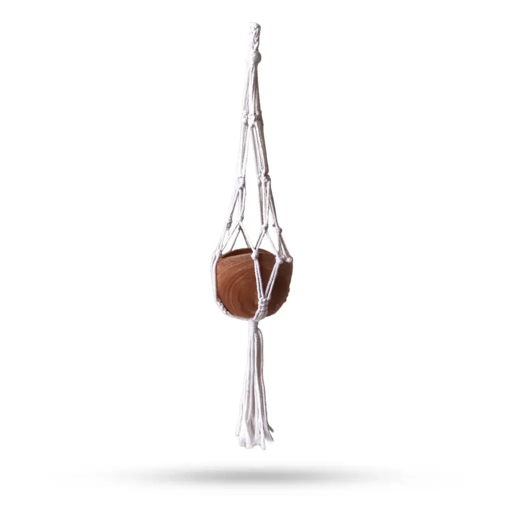 Macrame Small Drop Pot Holder – Natural – 75cm | www.artisangoods.co.uk