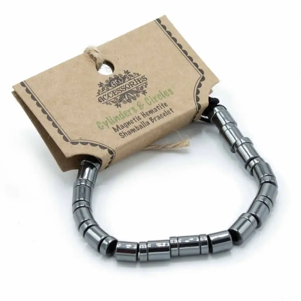 Magnetic Hematite Shamballa Bracelet –  Cylinders & Circles | www.artisangoods.co.uk
