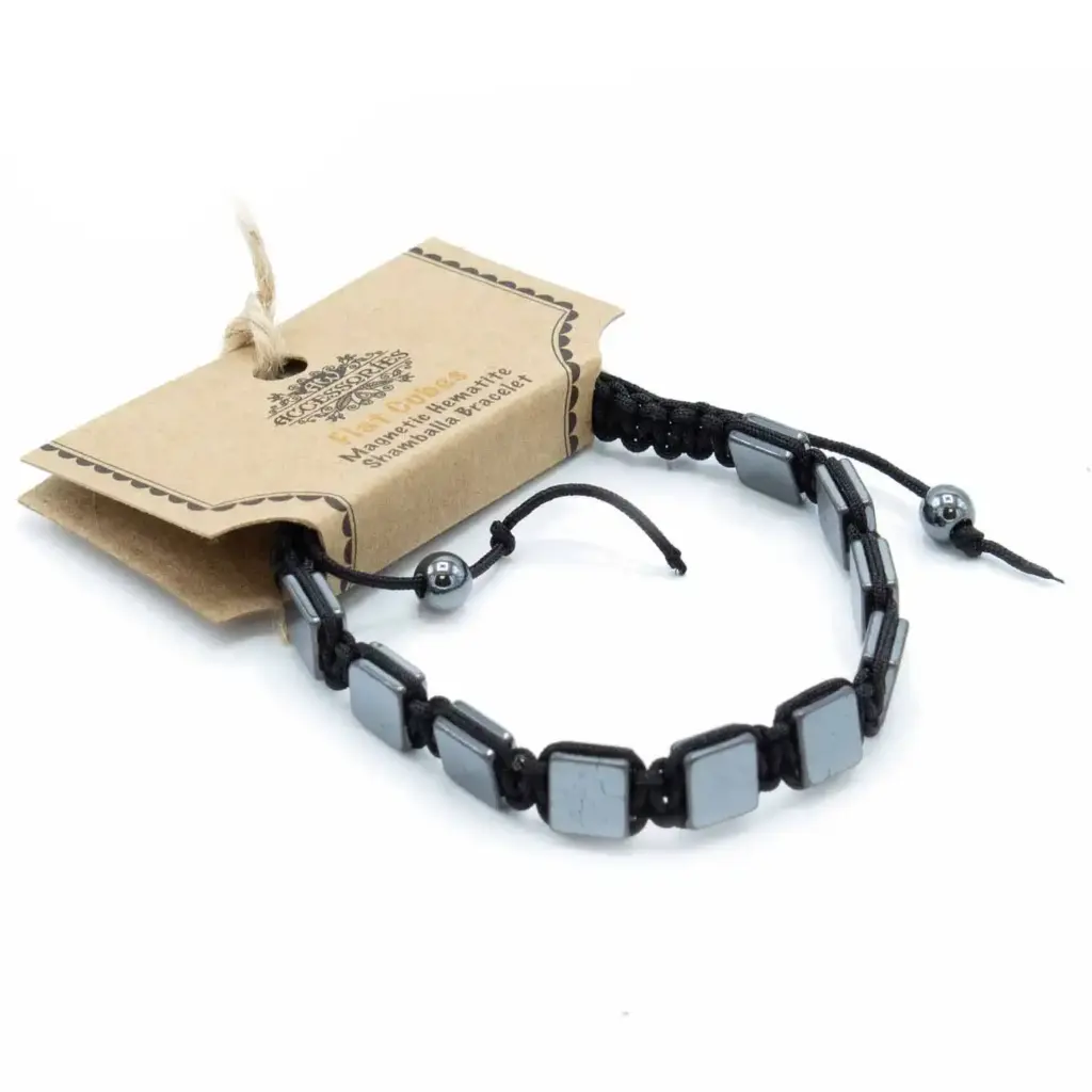 Magnetic Hematite Shamballa Bracelet – Flat Cubes | www.artisangoods.co.uk Magnetic Hematite Shamballa Bracelet – Flat Cubes | www.artisangoods.co.uk