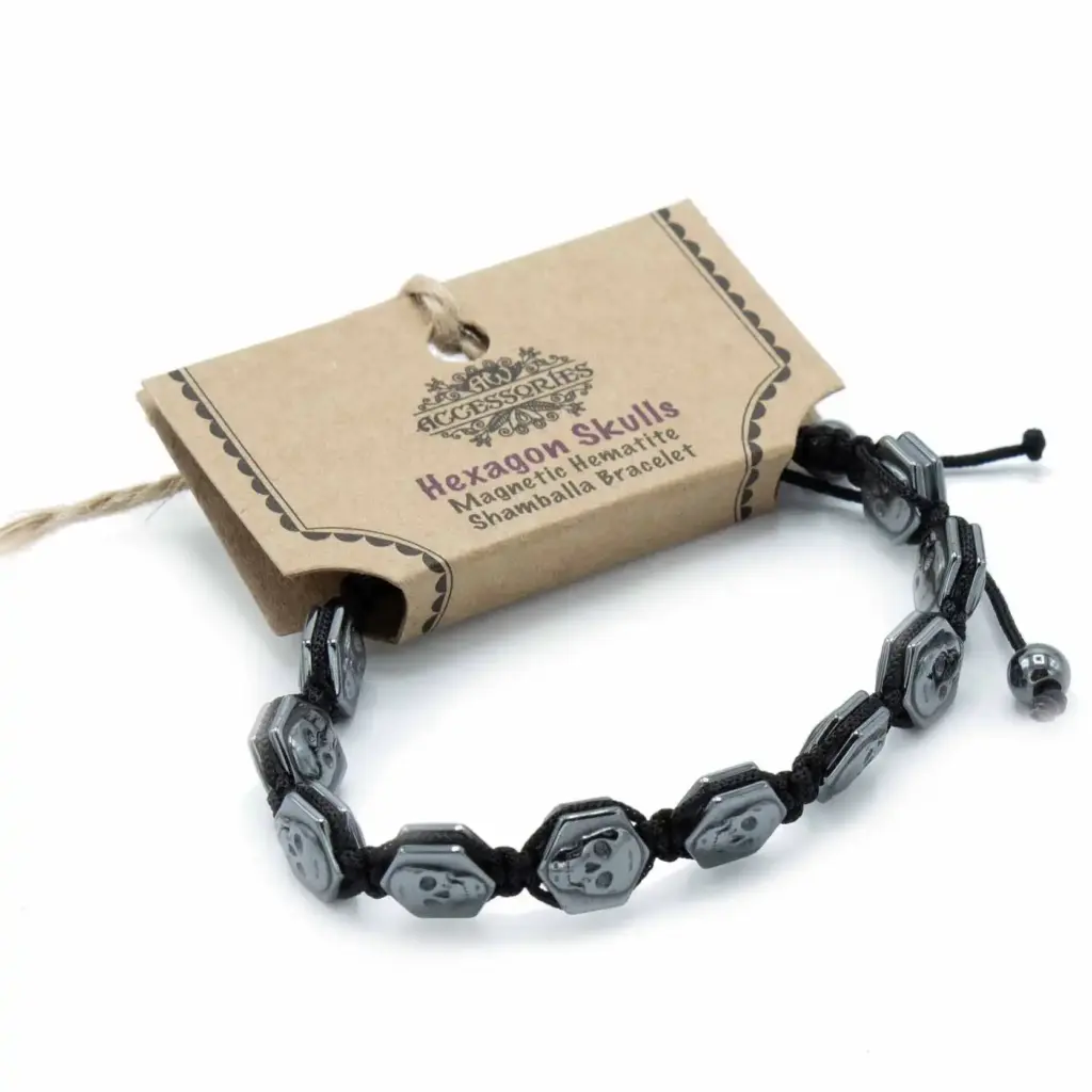 Magnetic Hematite Shamballa Bracelet –  Hexagon Skulls | www.artisangoods.co.uk