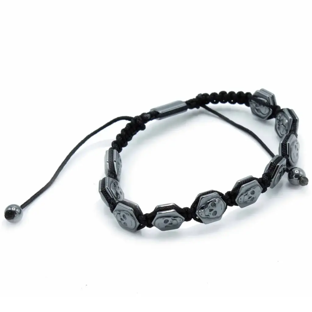 Magnetic Hematite Shamballa Bracelet –  Hexagon Skulls | www.artisangoods.co.uk 2