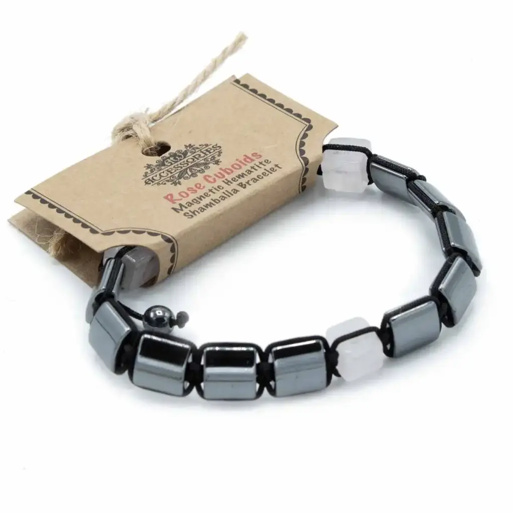 Magnetic Hematite Shamballa Bracelet – Rose Cuboids | www.artisangoods.co.uk Magnetic Hematite Shamballa Bracelet – Rose Cuboids | www.artisangoods.co.uk