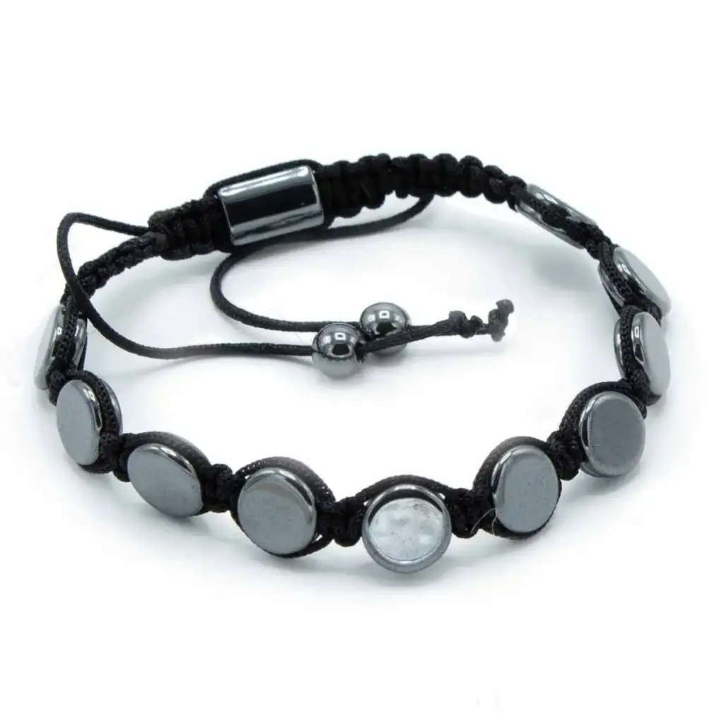 Magnetic Hematite Shamballa Bracelet –  Round Flats | www.artisangoods.co.uk