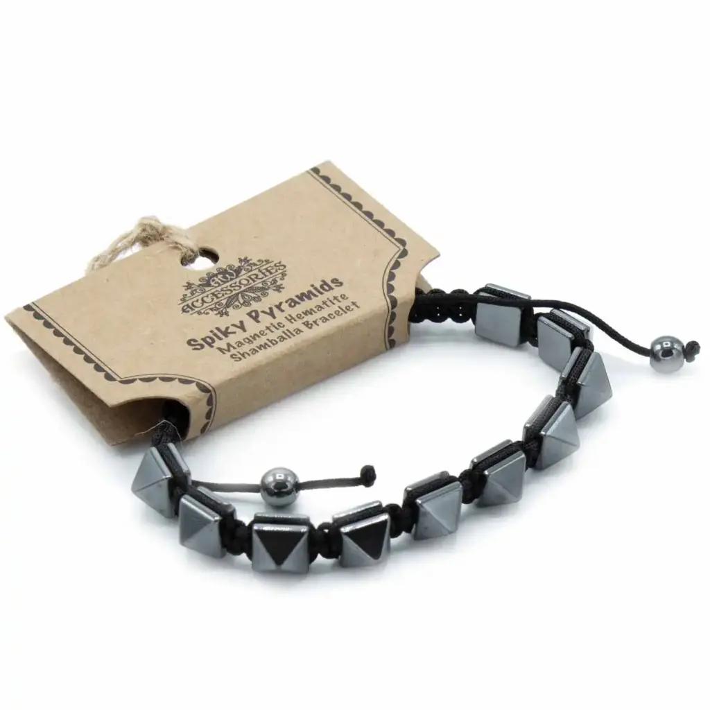 Magnetic Hematite Shamballa Bracelet –  Spiky Pyramids | www.artisangoods.co.uk