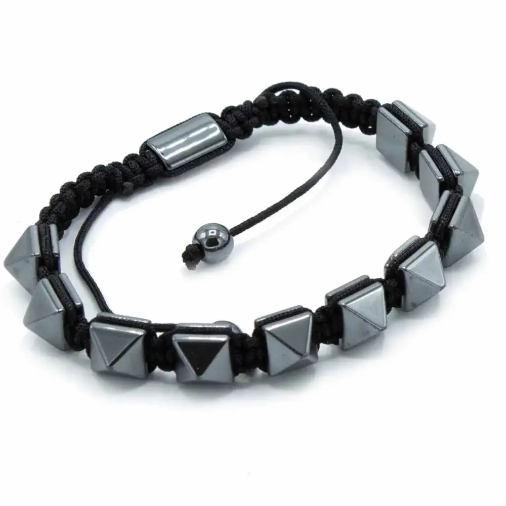 Magnetic Hematite Shamballa Bracelet –  Spiky Pyramids | www.artisangoods.co.uk 2