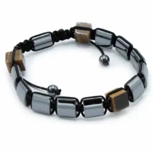 Magnetic Hematite Shamballa Bracelet –  Tiger Eye Cuboids | www.artisangoods.co.uk 2
