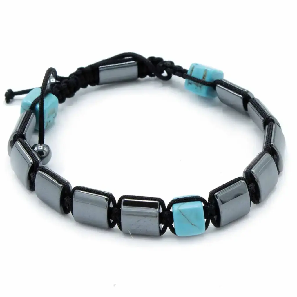 Magnetic Hematite Shamballa Bracelet – Turqoise Cuboids | www.artisangoods.co.uk 2 Magnetic Hematite Shamballa Bracelet – Turqoise Cuboids | www.artisangoods.co.uk 2