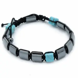 Magnetic Hematite Shamballa Bracelet – Turqoise Cuboids | www.artisangoods.co.uk 2