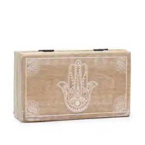Med Square Box 17x10x4.2cm – Hamsa Whitewash | www.artisangoods.co.uk