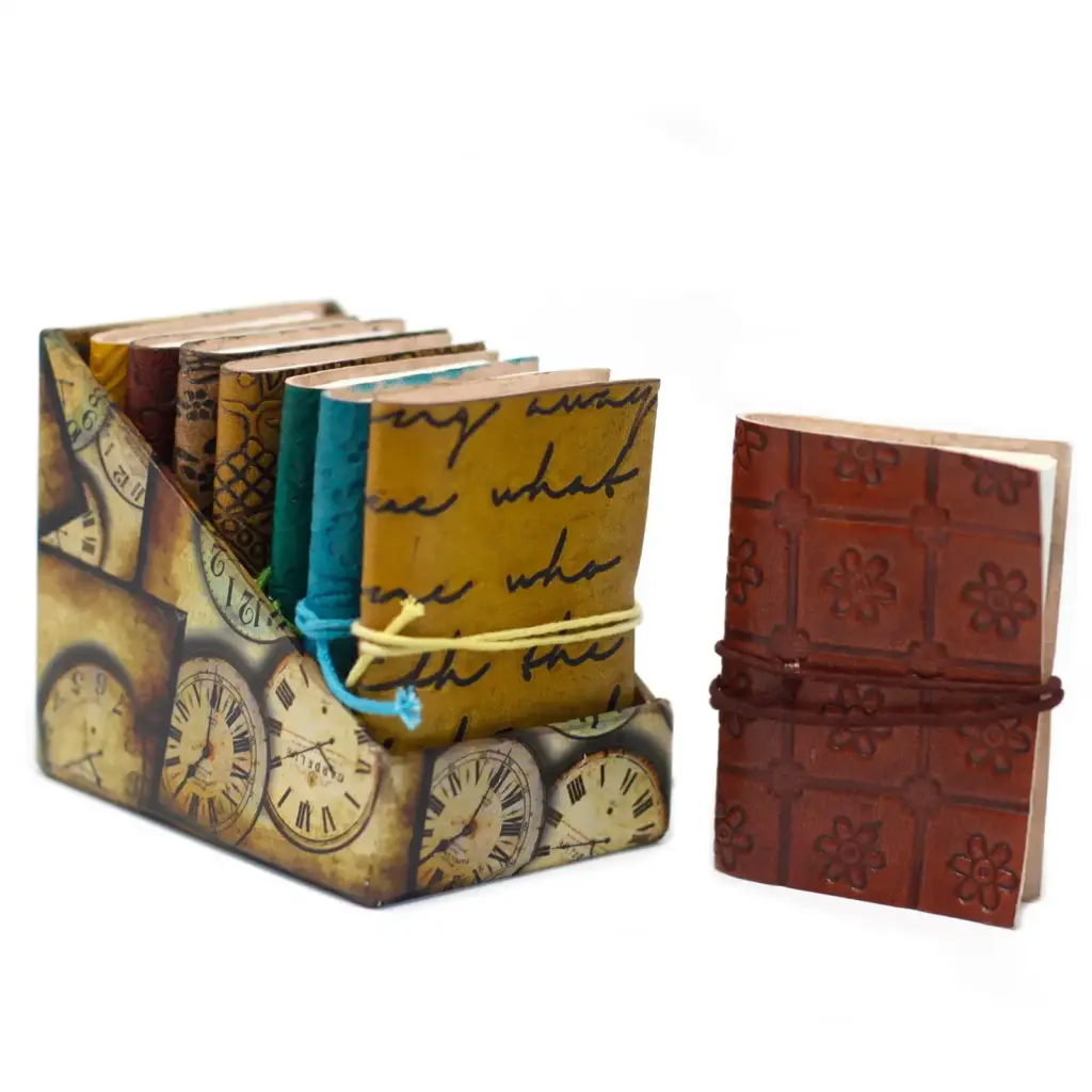 Mini Assorted Leather Notebook (4×3″) – 1 piece | www.artisangoods.co.uk 5